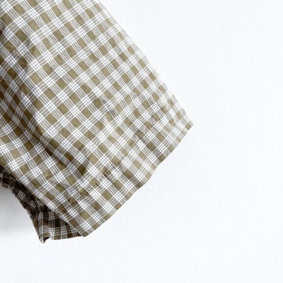 Quiksilver Mens Plaid Regular Fit Cotton Button Up Shirt Tan White Large - Picture 3 of 7